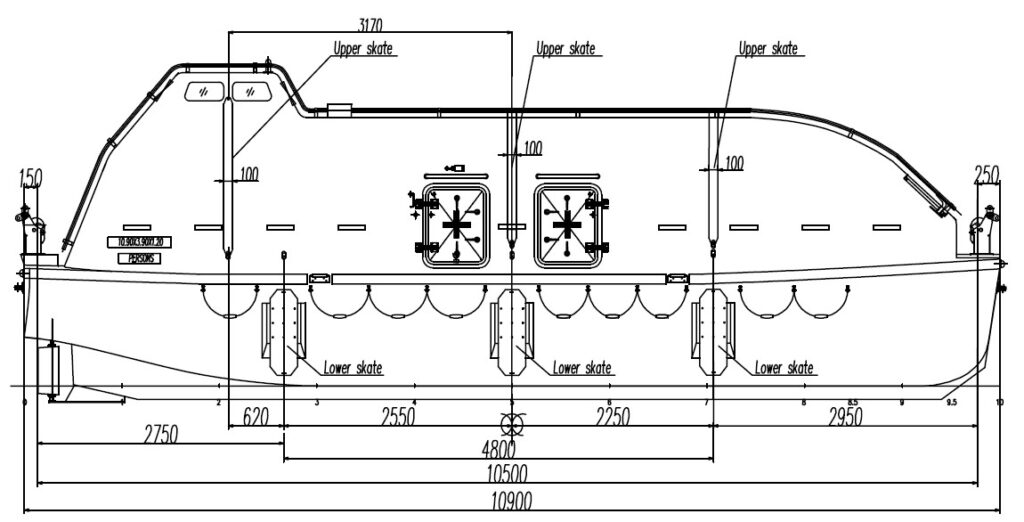 80_men_lifeboat_Singapore_Orange_Delta_Equipment_for_sale_GA_drawing